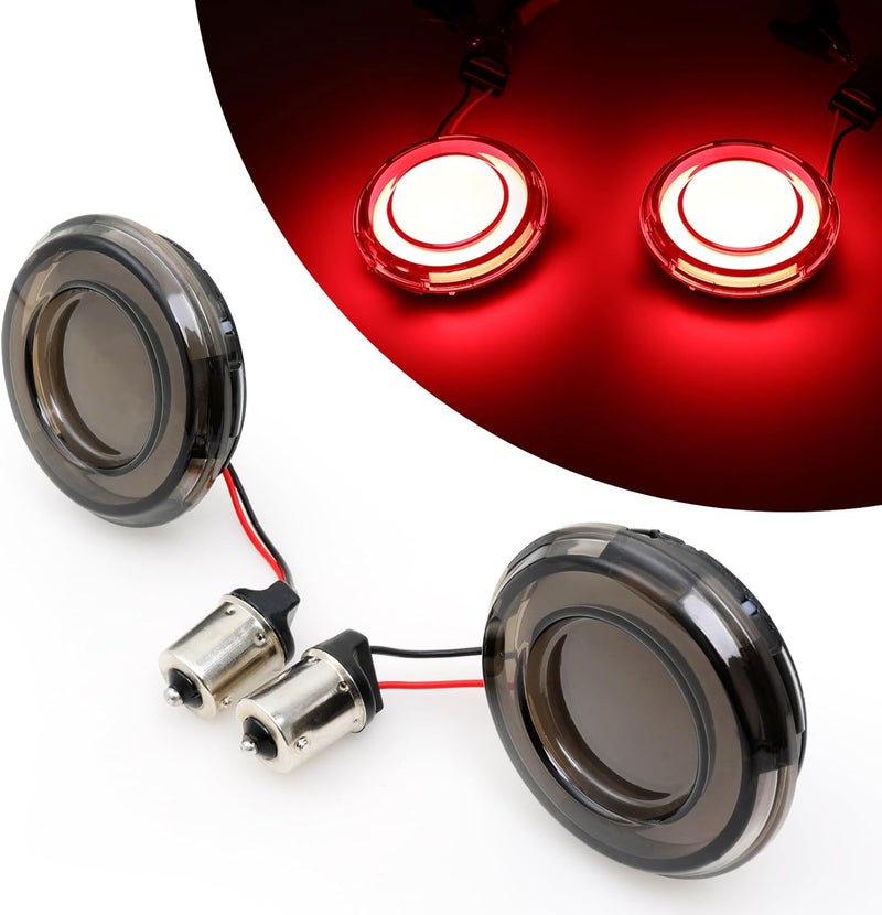 DREAMIZER Motorcycle 1156 Led Turn Signal Lights Front Rear 2 Inch Bullet Smoked Lens Daytime Running Lights Brake Lights Compatible with Harley Softail Touring Dyna Sportster Road King Electra Glide - Image 2